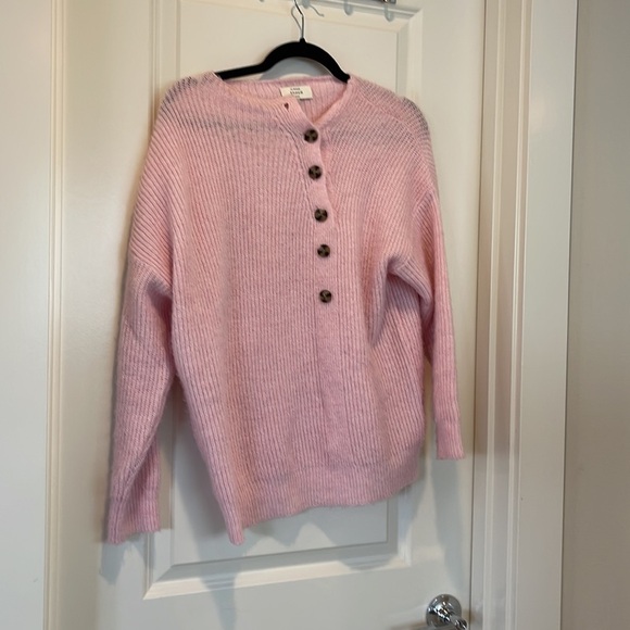 La Maille frnch Paris Cable Knit Asymmetrical Sweater  Pink knit button … - Picture 5 of 10